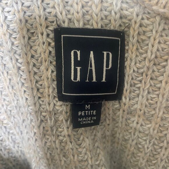 Gap Hoodie Sweater Womens M Petite Gray Cotton Knit Ribbed Pullover - Picture 2 of 9